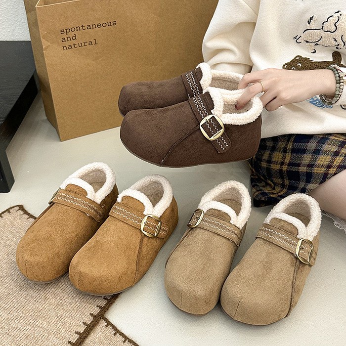 厚底内增高勃肯鞋女2025新款秋冬季女鞋子加绒保暖毛毛棉鞋雪地靴