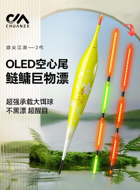 川泽OLED空心尾鲢鳙巨物夜光漂高灵敏醒目加粗EP日夜两用电子鱼漂