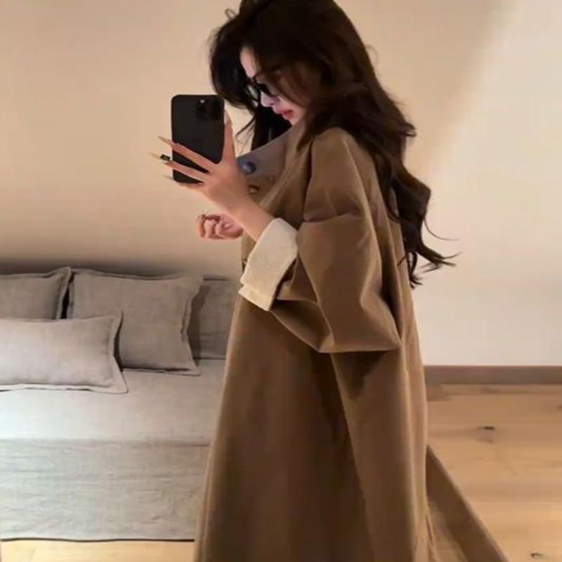 高智感穿搭英伦风宽松休闲中长款卡其色风衣外套女款秋2025新款