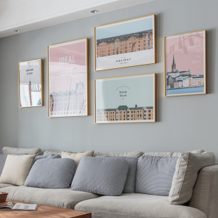 定制晶瓷画装饰画来图订做挂画酒店电表箱画餐厅画轻奢铝合金画框