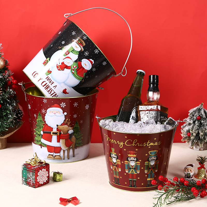 圣诞款创意铁艺家用户外露营可乐啤酒冰桶商用酒吧冰镇红酒香槟桶