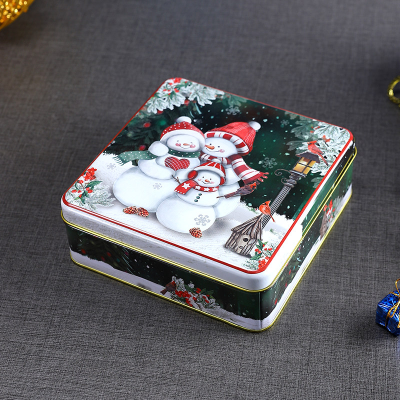 圣诞节曲奇饼干包装盒方形巧克力烘焙点心盒桃酥凤梨酥马口铁盒子