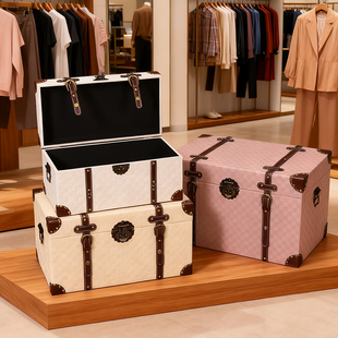 创意大容量复古做旧木箱子整理储物收纳箱服装店橱窗陈列展示箱