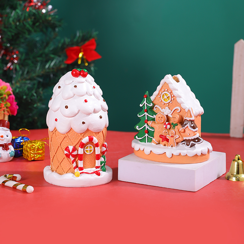 树脂可爱圣诞节姜饼人雪屋摆件