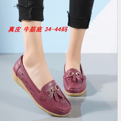 夏季真皮凉鞋41大码镂空洞洞女鞋42牛筋软底43中老年大号凉皮鞋44