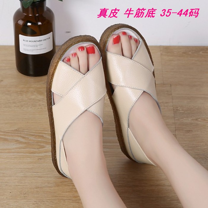 夏季真皮鱼嘴包跟防滑妈妈凉鞋
