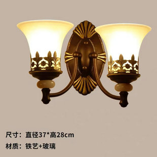 美式壁灯工业风铁艺壁挂式酒吧楼道布罩壁灯房间卧室床头灯