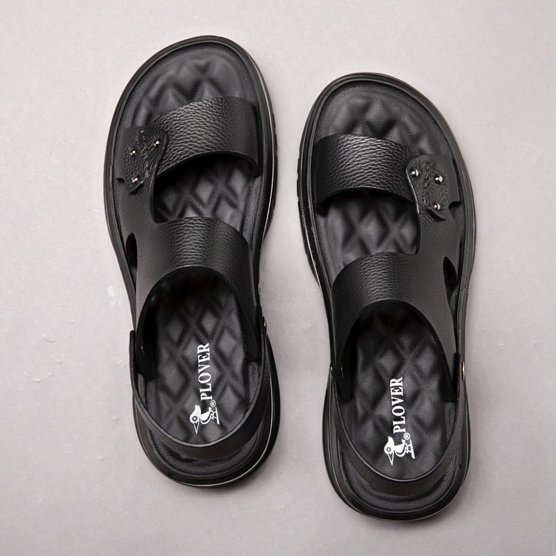 SANDALS MENS 2024 NEW TRENDY SUMMER WEAR SLIPPERS GENUINE LEATHER COWHIDE DRIVING SOFT SOLES AIR CUSHION DUAL-PURPOSE LEATHER SANDALS