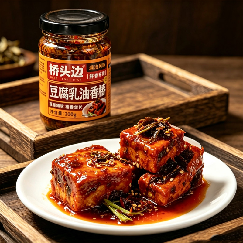 桥头边豆腐乳油香椿沧澜风味香椿搭配农家手工豆腐乳香辣开胃下饭