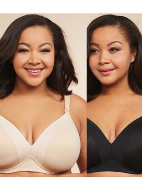 C0999无托T扣薄模杯纯色光面大罩杯哺乳内衣喂奶文胸85-105DEFGH