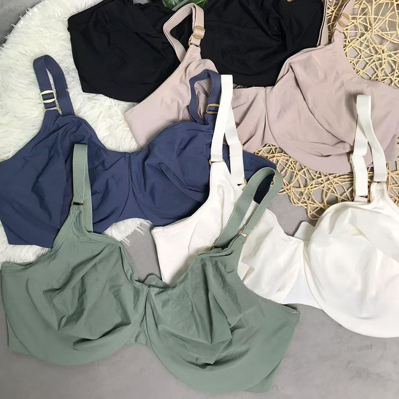 钢圈大胸显小大码文胸A0638 双层超薄柔滑纯色光面百搭CDEF文胸