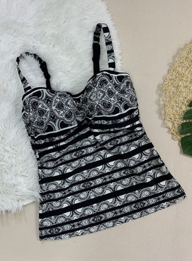 75F有钢圈大罩杯分体泳衣 单件背心式上衣Y0004 双肩大码外贸泳装