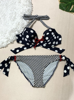 70C/75B/80A有杯比基尼样板 杂款欧美原单外贸泳衣套装ZKB001