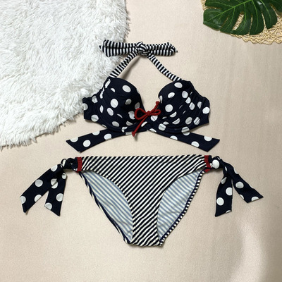 70C/75B/80A有杯比基尼样板 杂款欧美原单外贸泳衣套装ZKB001