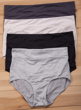 内裤不退换D651舒适磨毛高腰大码内裤纯色简约中老年女式三角裤腰
