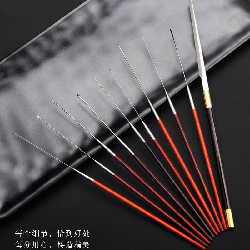 天艺技师用红酸枝手柄耳扒挖耳朵