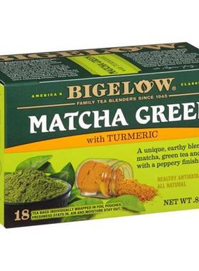 Bigelow比奇洛茶抹茶混合姜黄绿茶-18袋茶买三盒包邮