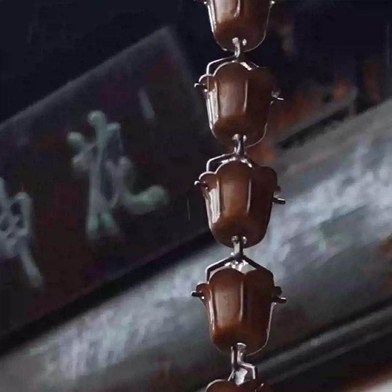 室外屋檐铃铛民宿别墅装饰风铃铝合金黑色落水链条铸铁接雨排水链