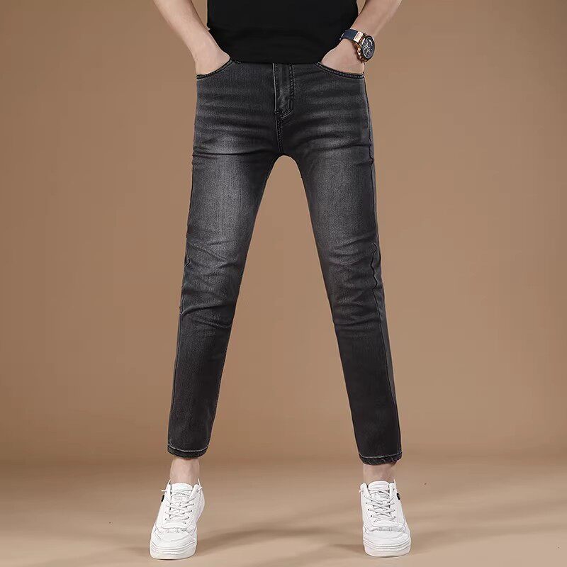 2026新款九分牛仔裤男夏季薄款弹力修身小脚裤潮流百搭休闲9分裤