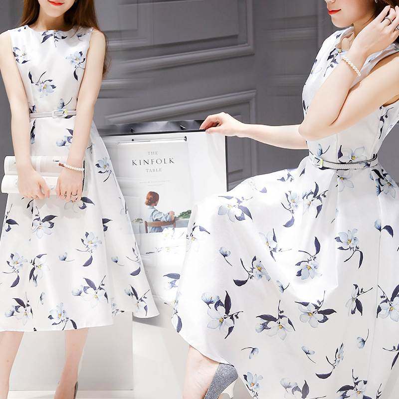 2020 Europe station Summer new Women's wear Korean Edition printing Mid length version Sleeveless Dress Waist Show thin A word skirtin the Play mode/Anime/Periphery/cos/Board games ,  Cosplay Apparel/Props/Service ,  Cosplay Women  category - from Buy2taobao.com to provide professional Taobao agent buy service