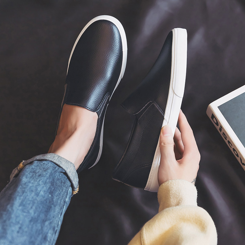 人本一脚蹬帆布鞋男2025秋款潮流休闲鞋男士百搭透气板鞋懒人鞋男