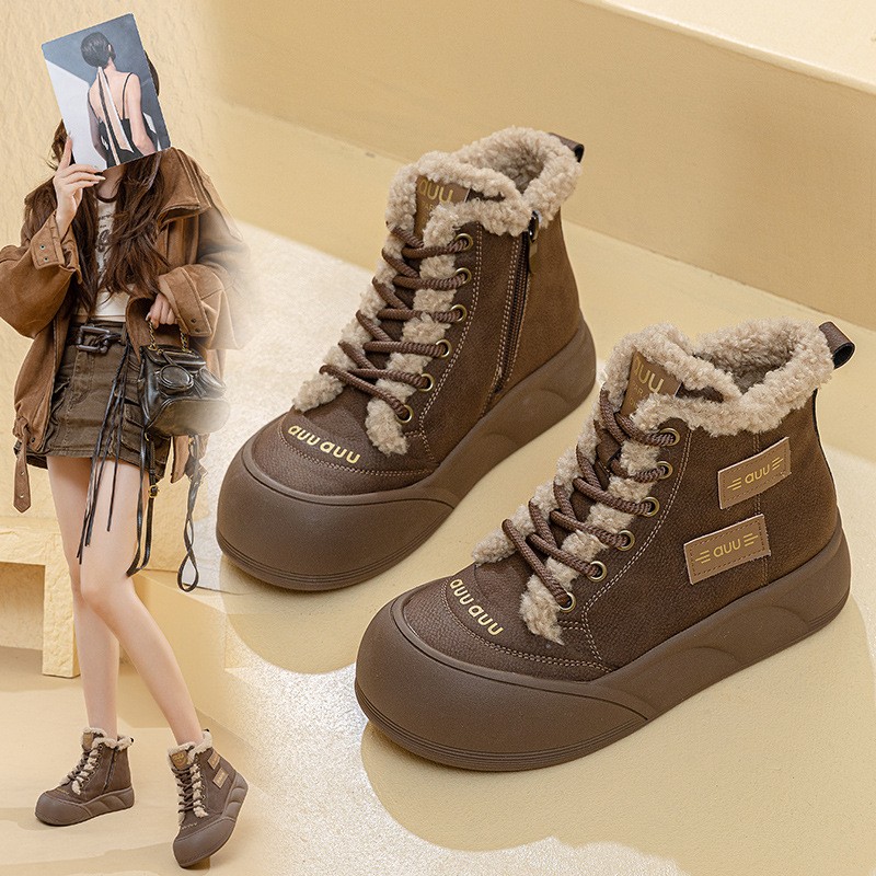 大码女鞋41到42加绒加厚短靴女