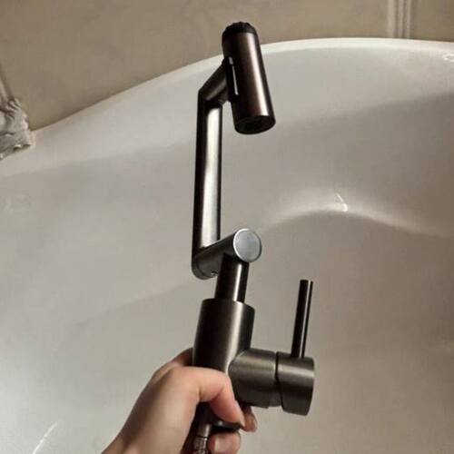 冷热水水龙头卫生间防溅旋转面盆浴室家用台上盆洗脸盆万向机械臂