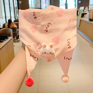 卡通小兔儿童保暖三角巾秋冬男女童户外防寒围巾2025新款 保暖围脖