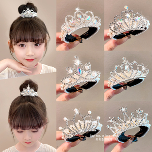 皇冠头饰儿童水钻插梳女孩公主发卡生日拍照演出女童王冠发夹发饰