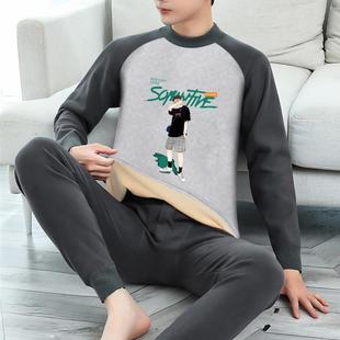 冬季大童保暖内衣男加绒加厚青少年秋衣秋裤套装初中学生衬衣衬裤