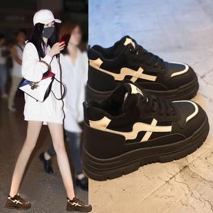 爆款加绒高帮鞋女款2025秋冬季新款保暖二棉鞋百搭黑色厚底马丁靴