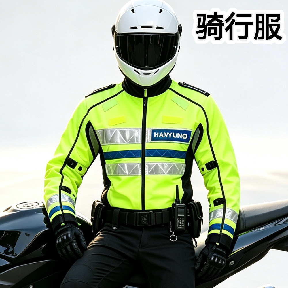 夏季铁骑骑行服交通护卫服摩托车龙虾服网眼香港赛车服防摔透气