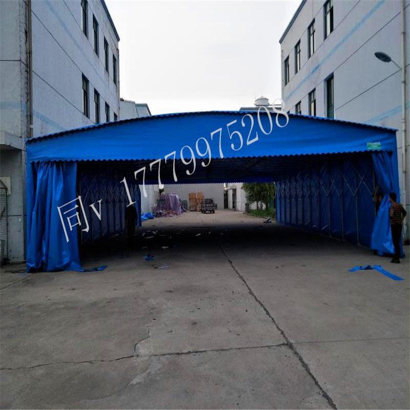 推拉雨棚工地折叠电动推拉篷停车棚活动大型钢结构仓储推拉棚移动