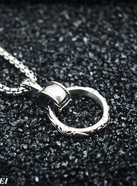 欧美克罗星戒指图腾钛钢吊坠项链