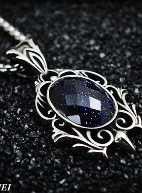 欧美水滴状钛钢朋克风吊坠项链