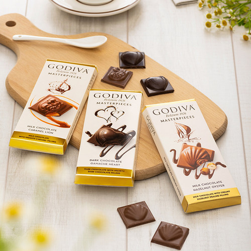 GODIVA歌帝梵进口榛子牛奶巧/心形黑巧克力排块休闲零食伴手礼物