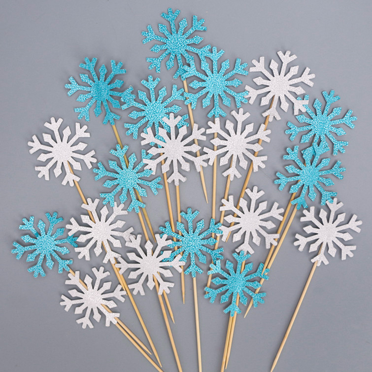 50只包邮烘培生日蛋糕冰雪奇缘雪花插件银色蓝色亚克力甜品装扮,节庆用品/礼品,节日装扮用品,淘宝优惠券,粉丝福利购,淘宝优惠卷