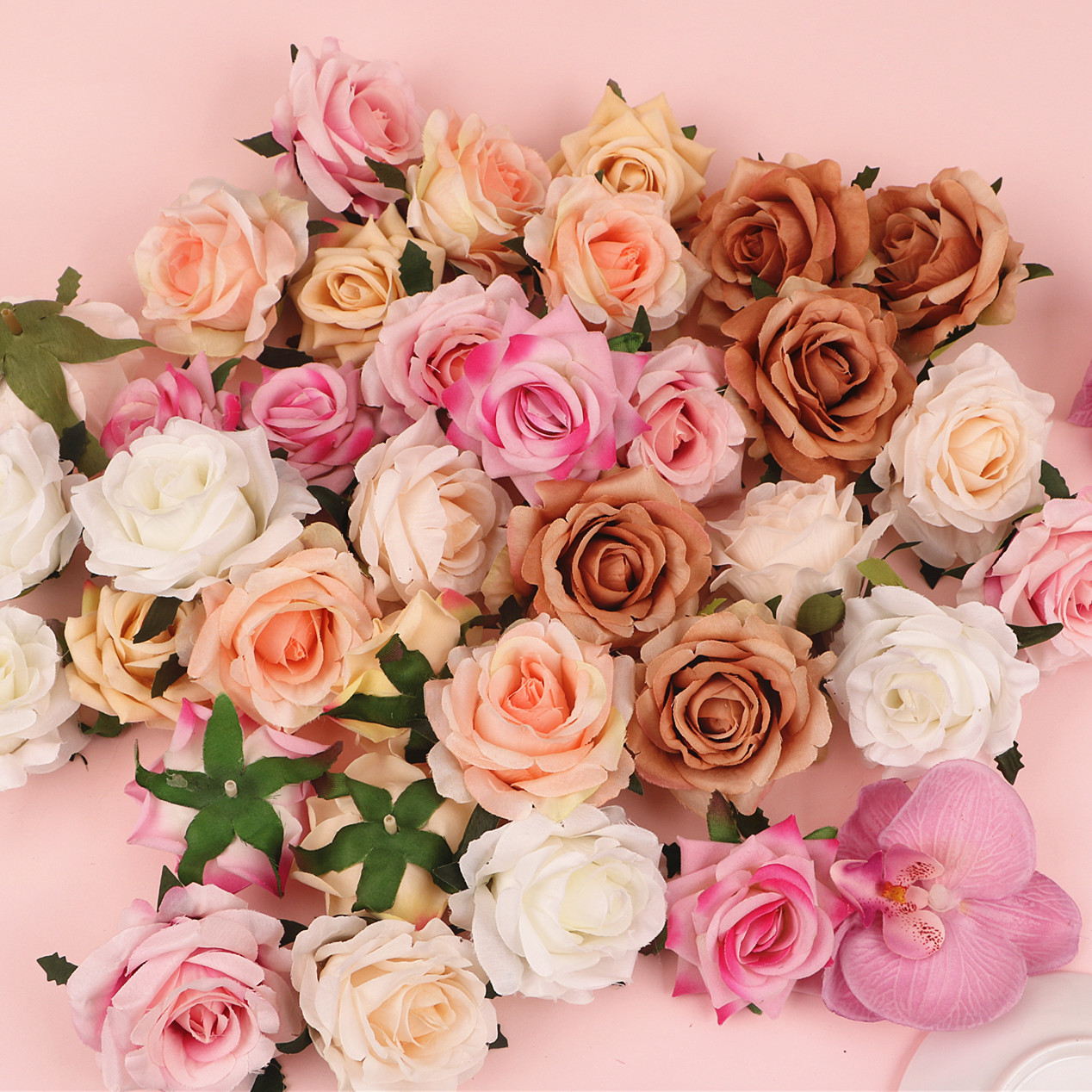 10个玫瑰花情人节蛋糕装饰摆件粉色玫瑰花婚礼花朵仿真烘焙装扮