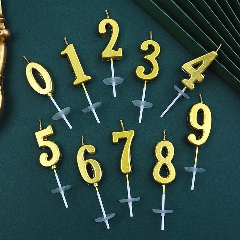 50个金色数字蜡烛生日蛋糕插件独立盒装银色曲线甜品台派对装饰