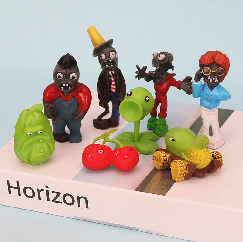 儿童卡通生日蛋糕装饰摆件植物豌豆僵尸游戏公仔烘焙装扮配件