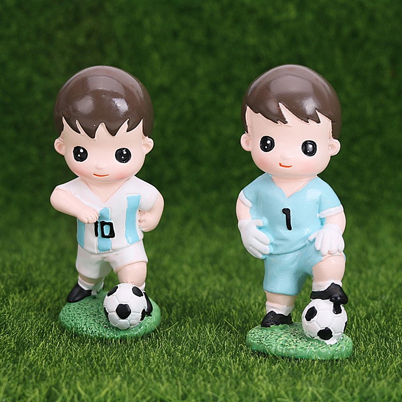 足球男孩蛋糕装饰树脂摆件插件