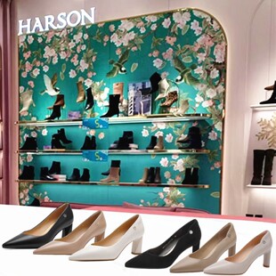 HS267119哈森商场专柜同款2026新款粗跟尖头高跟时装单鞋HS267120