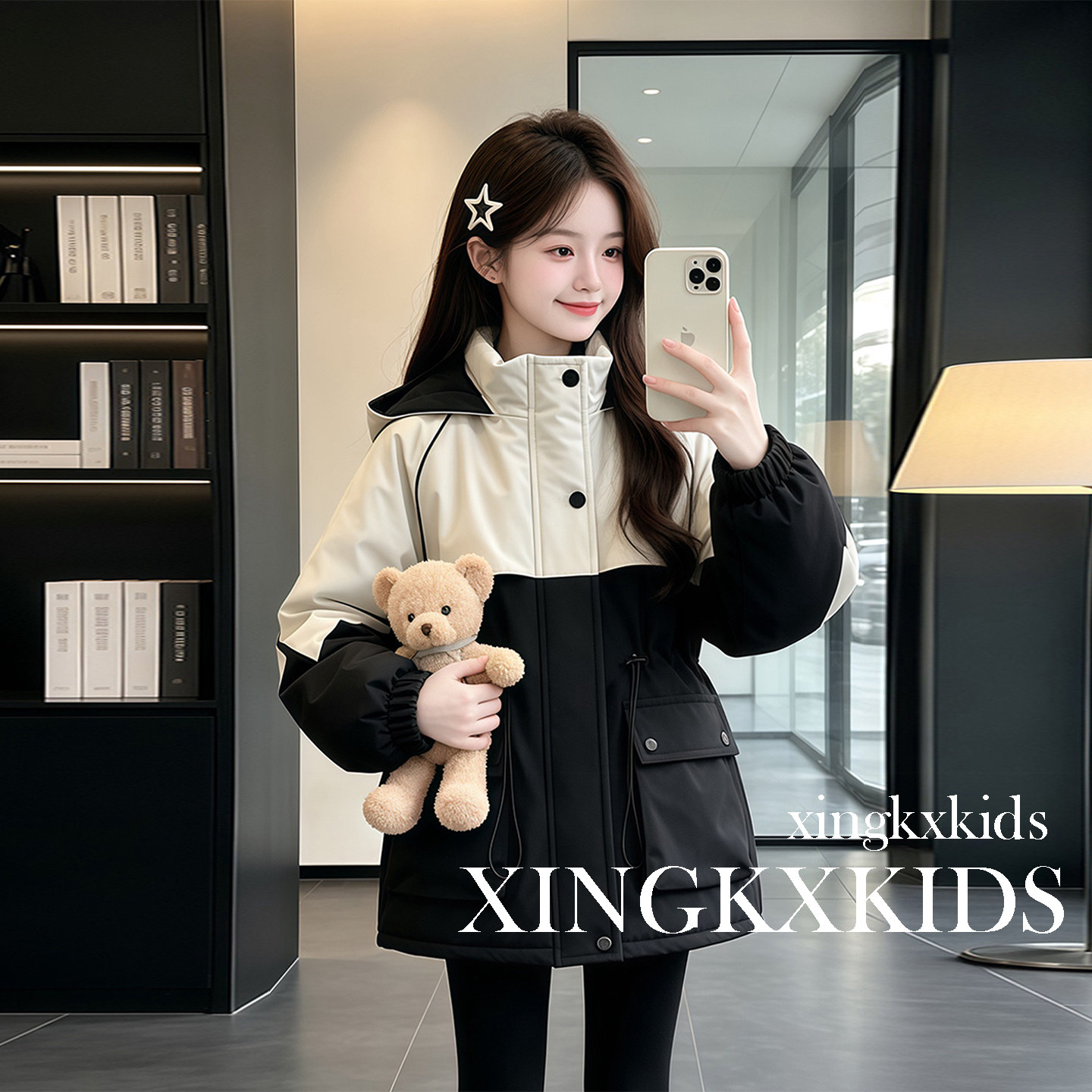 2026新款女童春秋连帽冲锋衣
