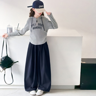 女童韩系连帽卫衣套装春秋季2026女大童春装休闲裤儿童时髦两件套