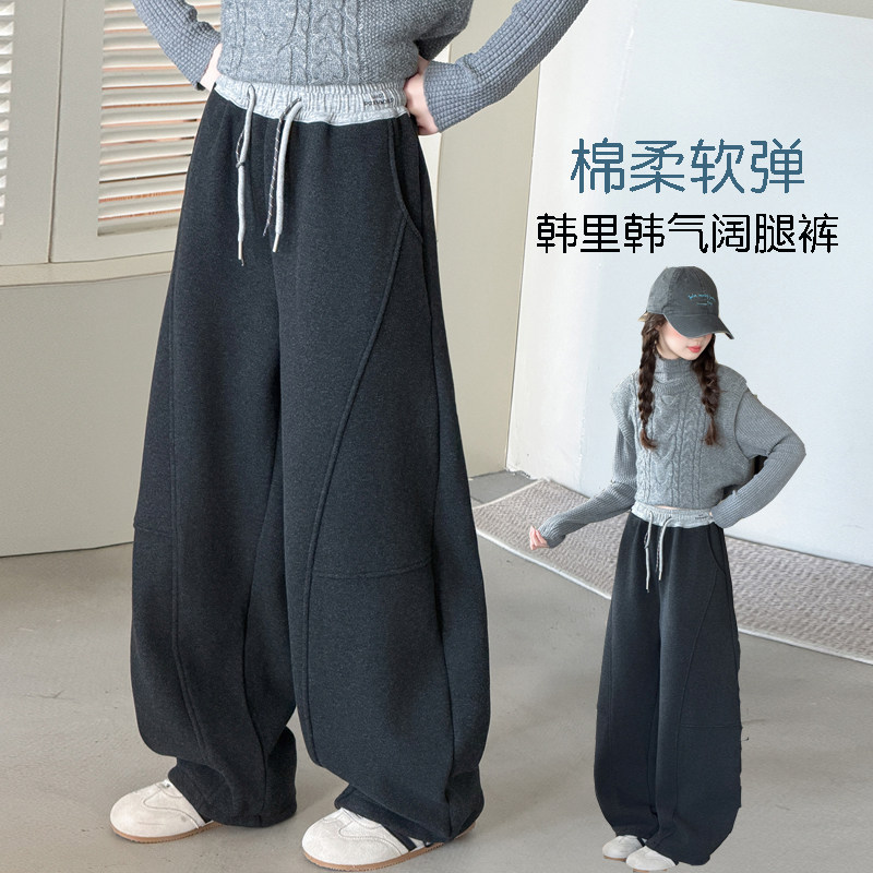 女童加绒加厚卫裤2026新款秋装