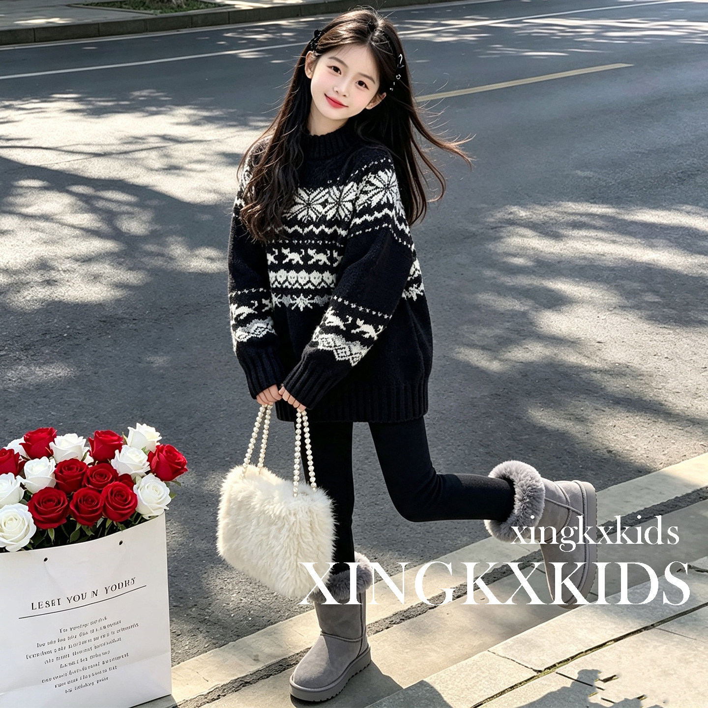 女童韩系加厚针织打底衫新款