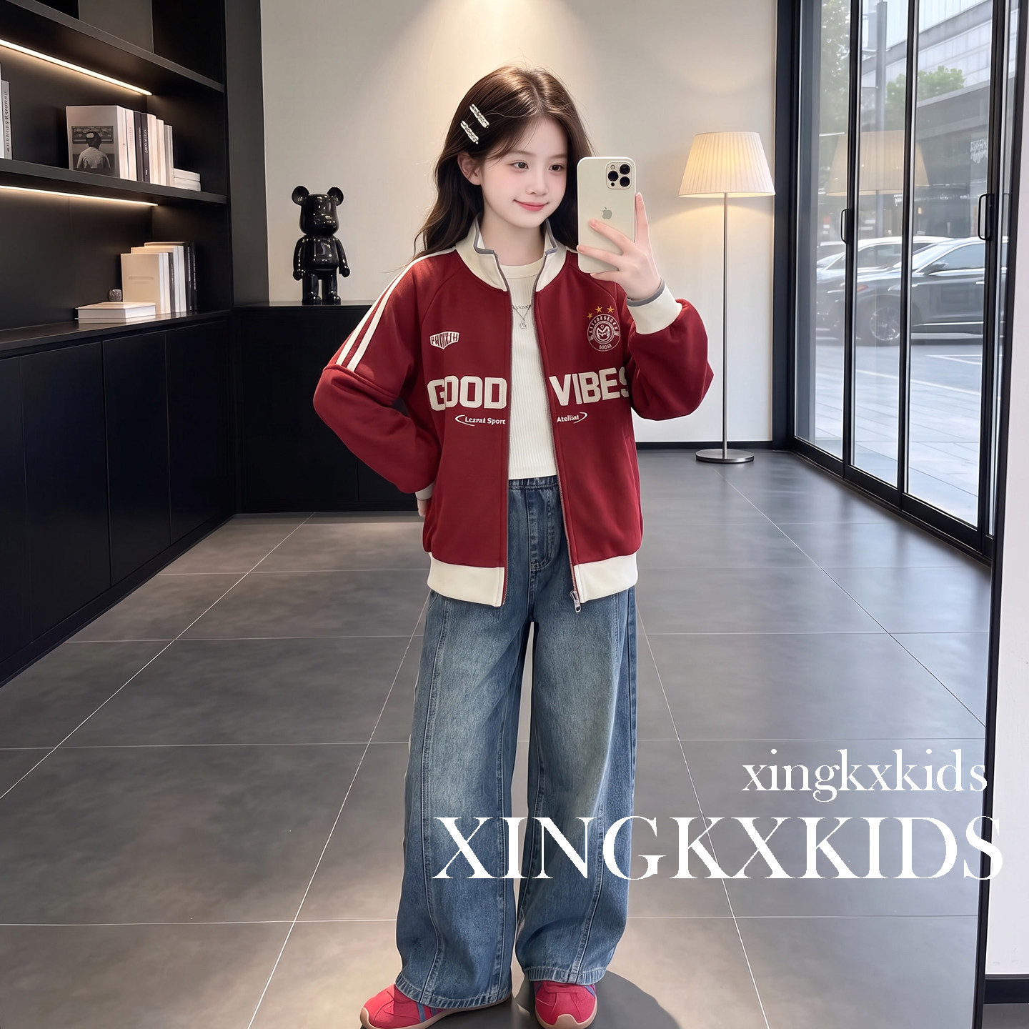 女童春秋时髦外套阔腿裤两件套