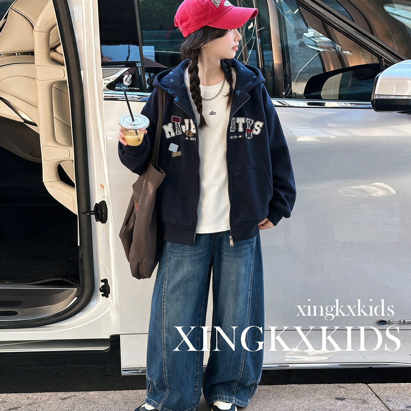 女童秋装休闲连帽外套两件套