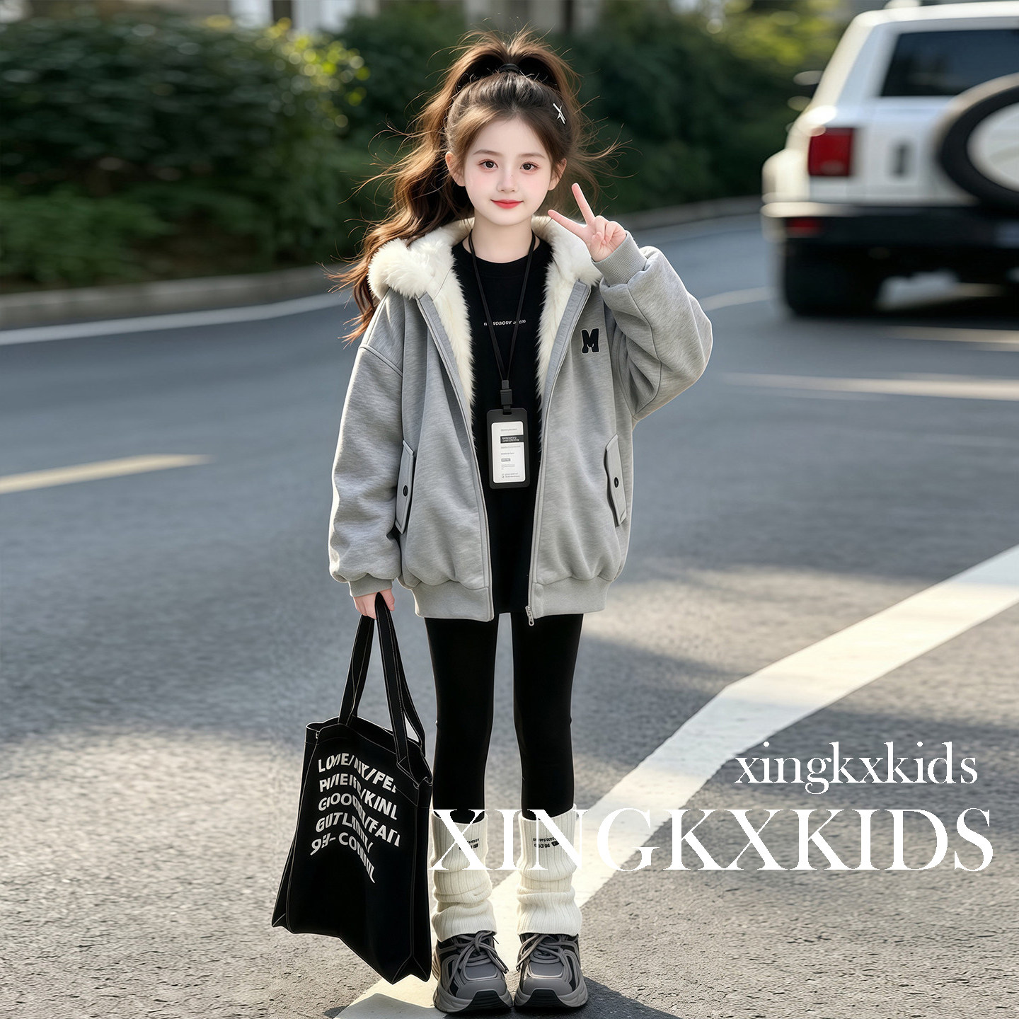女童冬季加厚加绒双面穿外套