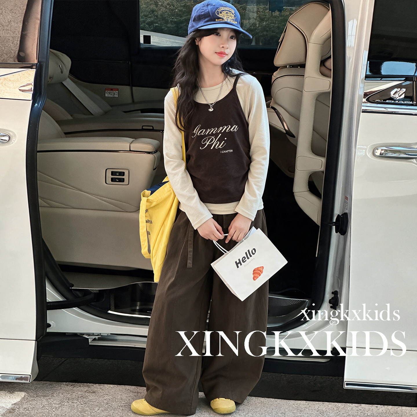 女童秋季新款打底背心阔腿三件套